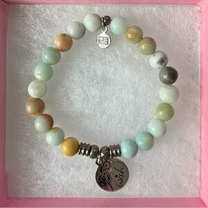 Green Quartz Gemstone Bracelet with Wish Sterling Silver Charm